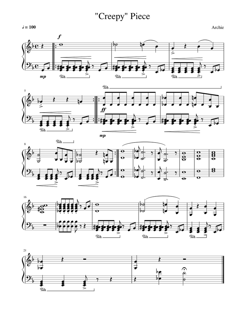 Creepy - Trumviolpianclar Sheet Music for Piano (Solo) easy | MuseScore.com