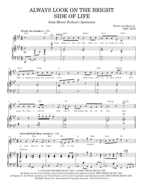 Always Look On The Bright Side Of Life - Monty Python's Spamalot (Piano Vocal)