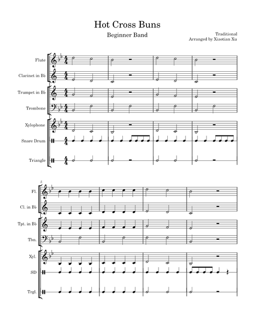 Hot Cross Bun - Folk song for Beginning Band