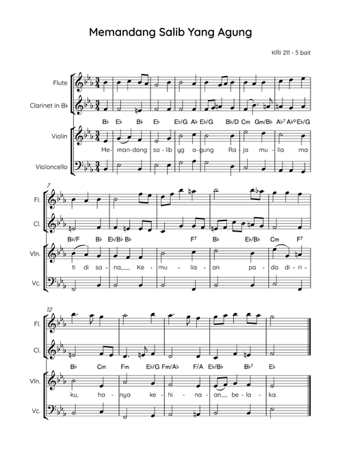When I Survey the Wondrous Cross / Memandang Salib yang Agung (Arr. Angie Wiranata) - Isaac Watts, Edward Miller (Small Ensemble)