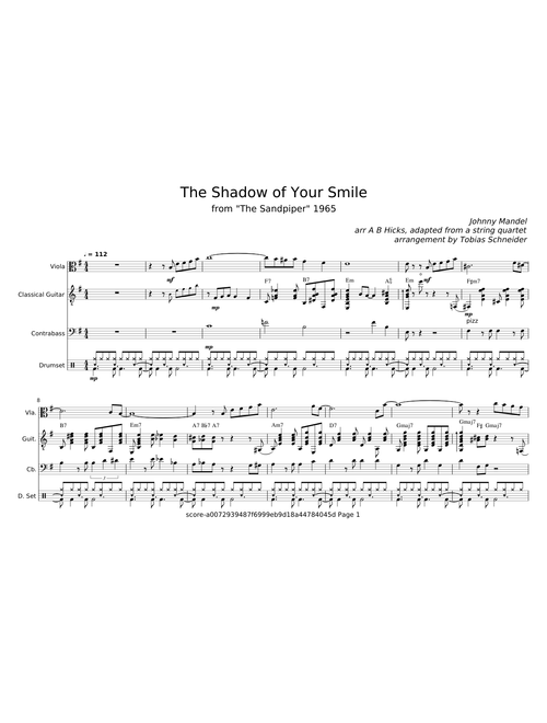 The Shadow Of Your Smile for Viola and Guitar