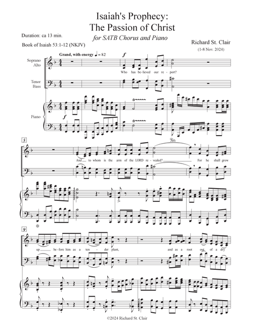 Isaiah's Prophecy: The Passion of Christ, for Chorus and Piano (Arr. Richard St. Clair) - Richard St Clair (Choral, SATB)