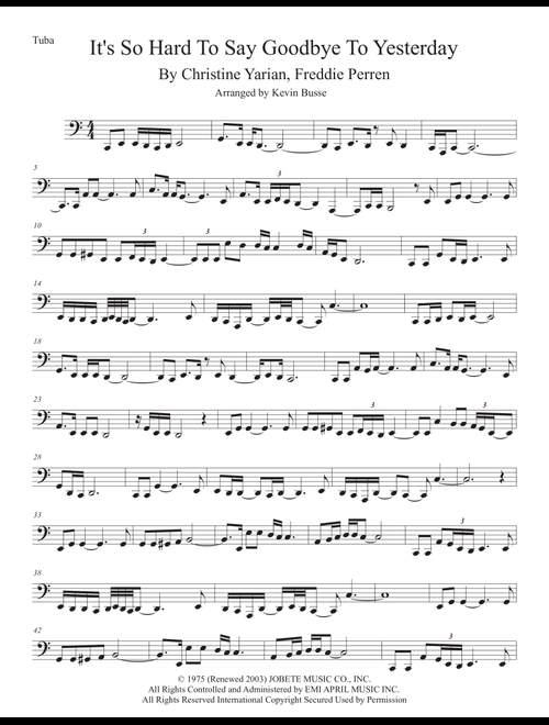 It's So Hard To Say Goodbye To Yesterday (Arr. Kevin Busse) - Boyz Ii Men (Tuba Solo)