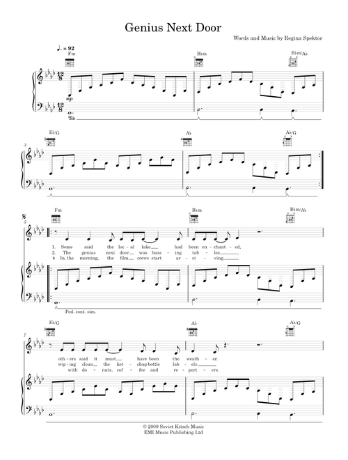Genius next door - Regina Spektor (Piano-Voice-Guitar)
