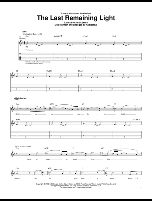 The Last Remaining Light - Audioslave (Guitar Tab)