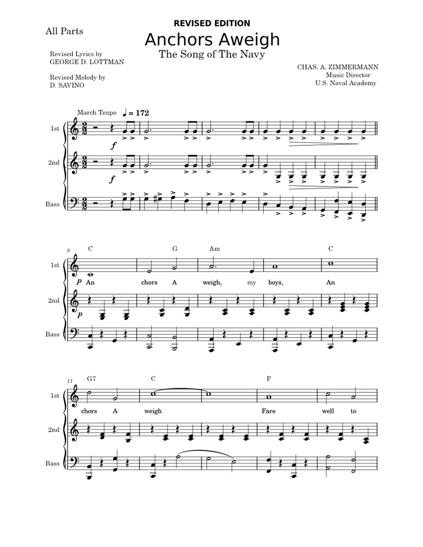 Anchors Aweigh Charles A. Zimmermann Sheet music for Accordion (Piano