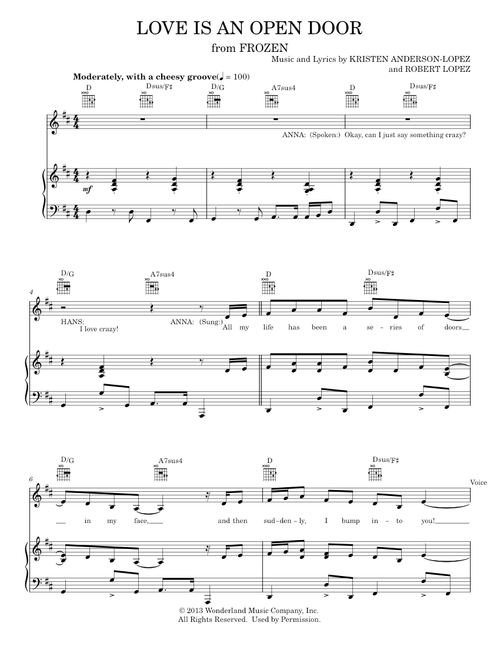 Love Is An Open Door (from Disney's Frozen) - Kristen Bell & Santino Fontana (Piano-Vocal-Guitar)