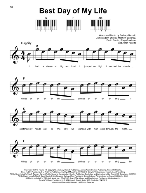 Best Day Of My Life - American Authors (Super Easy Piano)