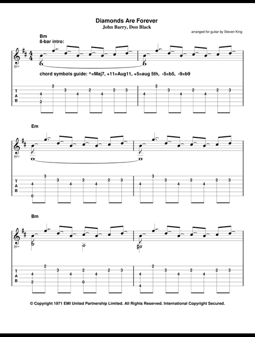 Diamonds Are Forever (Arr. Steven King) - John Barry, Don Black (Solo Guitar)