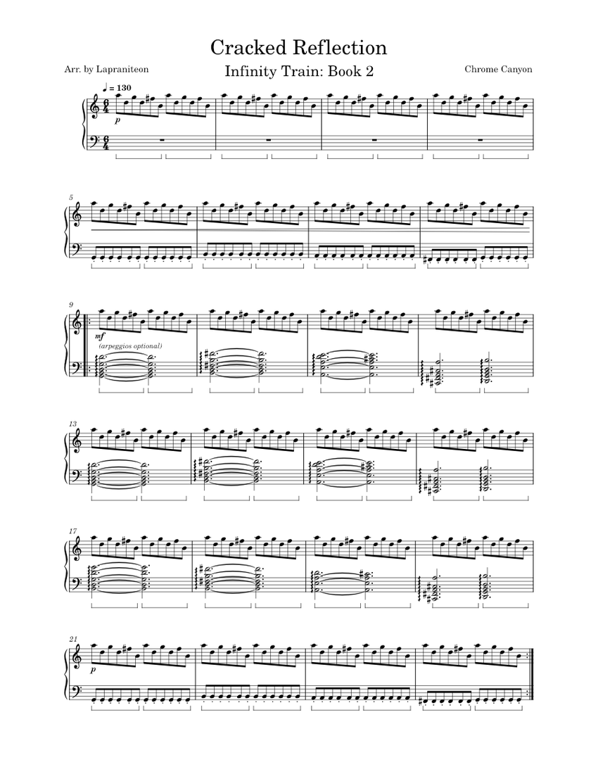 Cracked Reflection (From Infinity Train: Book 2) Sheet music for Piano ...