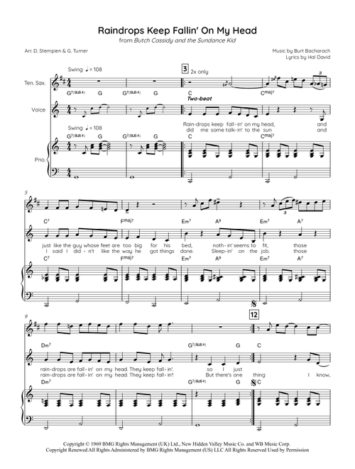 Raindrops Keep Fallin' On My Head (Arr. Debra E. Stempien, Gregory H. Turner) - BJ Thomas (Small Ensemble)