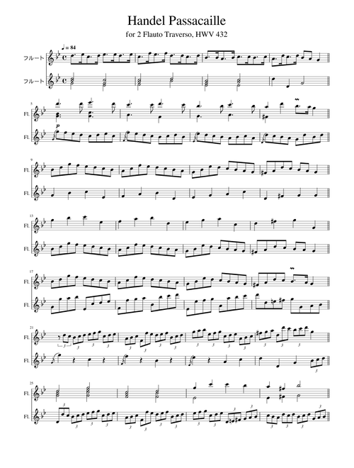 Handel Passacaille for 2 Flutes
