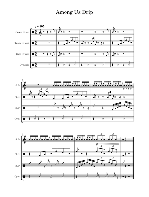 Among Us Drip Drumline Cadence (Short Version)