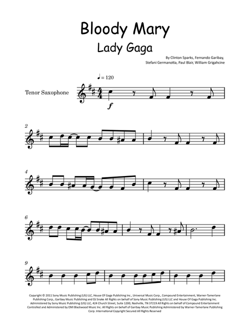 Bloody Mary (Arr. Glauco Fernandes) - Lady Gaga (Tenor Sax Solo)