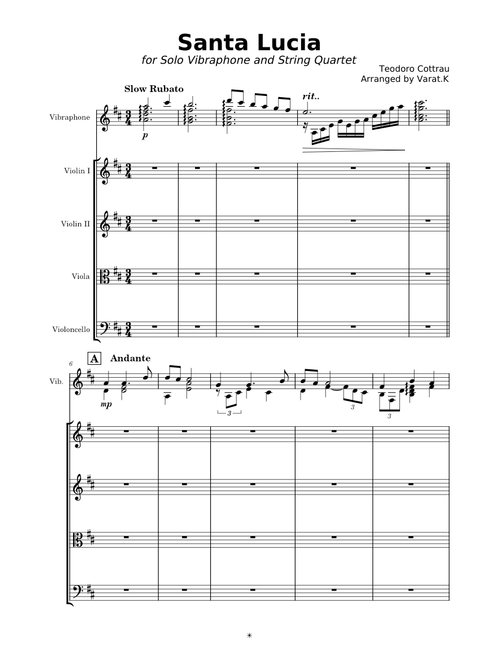 Santa Lucia (for Solo Vibraphone and String Quartet) – Teodoro Cottrau