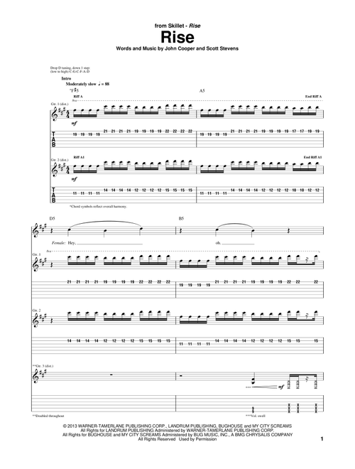 Rise - Skillet (Guitar Tab)