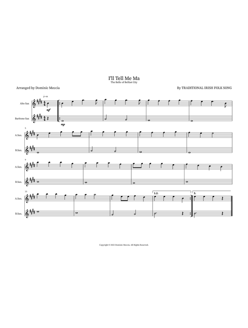 I'll Tell Me Ma (Arr. Dominic Meccia) - Traditional Irish Folk Song (Instrumental Duet)