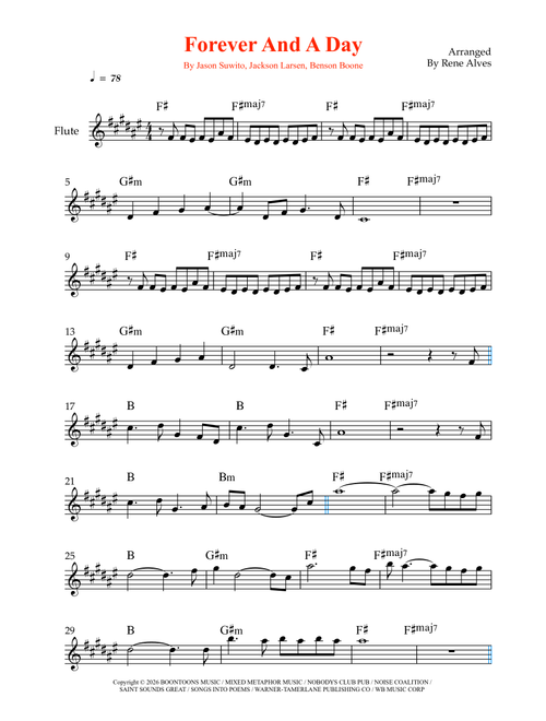 Forever And A Day (Arr. Rene Alves) - Benson Boone, Jason Suwito, Jackson Larsen (Flute Solo)