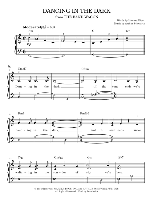 Dancing In The Dark - Artie Shaw & his Orchestra, John Barker (Easy Piano)