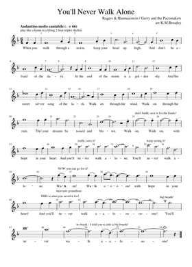 Free You Ll Never Walk Alone By Gerry The Pacemakers Sheet Music Download Pdf Or Print On Musescore Com