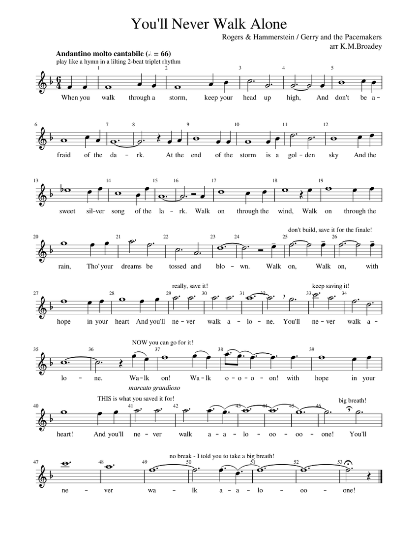Youll_Never_Walk_Alone Sheet music for Trumpet in bflat (Solo