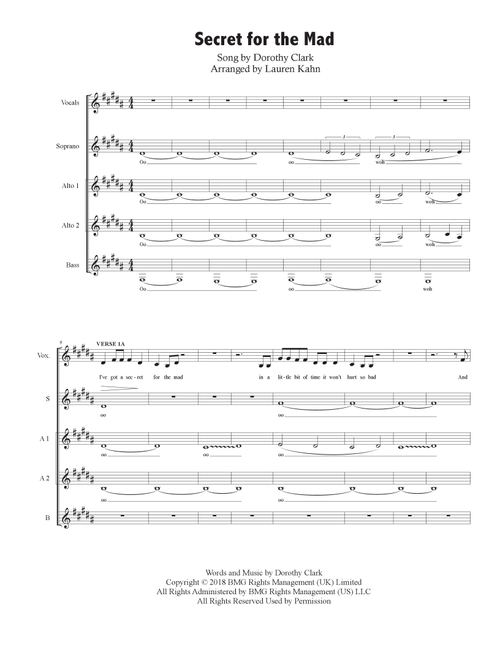 Secret For The Mad (Arr. Lauren Kahn) - Dodie Clark (Choral, SSAA)