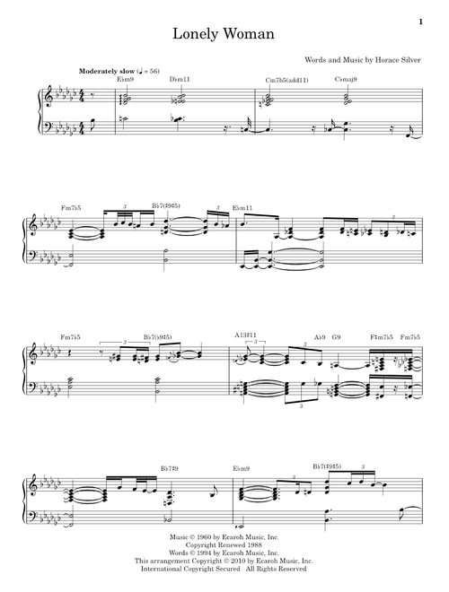 Lonely Woman (Arr. Frederick Moyer) - Oscar Peterson, Jazz Arts Trio (Piano Vocal)