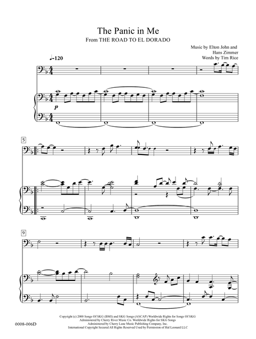The Panic In Me  from THE ROAD TO EL DORADO (Arr. Red Gate Music) - Hans Zimmer, Elton John (Small Ensemble)