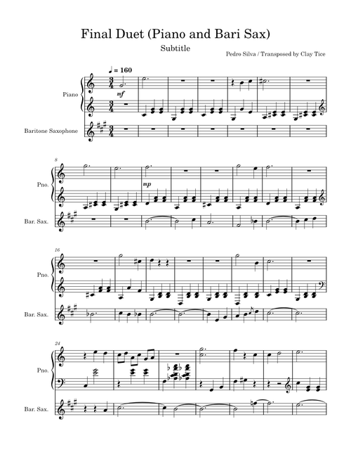 Final Duet – Pedro Silva Final Duet  Piano and Bari Sax