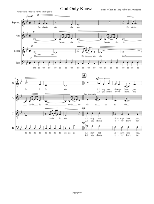 God only knows – The Beach Boys arr Jo Reeves