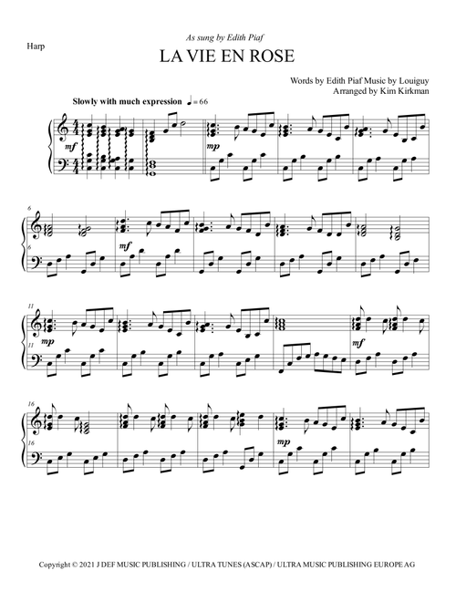 La Vie En Rose (Arr. Kim Kirkman) - Dj Antoine (Harp)