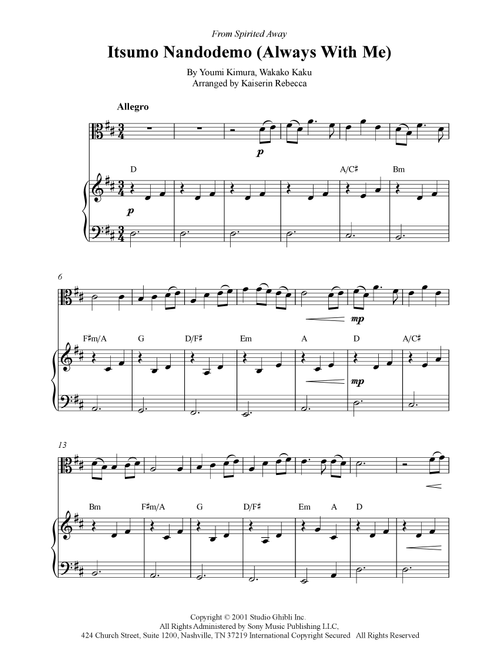 Itsumo Nandodemo (Always With Me) (Arr. Kaiserin Rebecca) - Youmi Kimura (Viola and Piano)