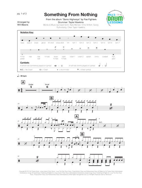 Something From Nothing (Arr. Will Beavis) - Foo Fighters (Drums)
