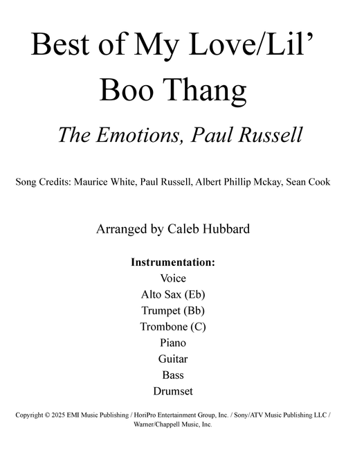 Lil Boo Thang (Arr. Caleb Hubbard) - Maurice White, Sean Cook, Paul Russell (Cover Band)