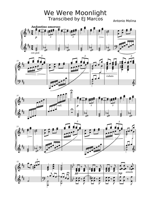 We Were Moonlight – Antonio Molina (Transcribed to MuseScore by EJ Marcos)
