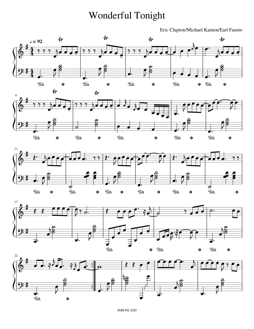 Wonderful Tonight Sheet music for Piano (Solo) Easy Wonderful Tonight Sheet music for Piano (Solo) Easy
