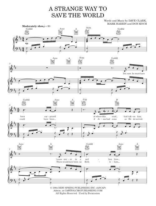 A strange way to save the world - 4Him (Piano-Vocal-Guitar)