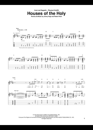 Play Official version of Houses of the holy Sheet Music by Led
