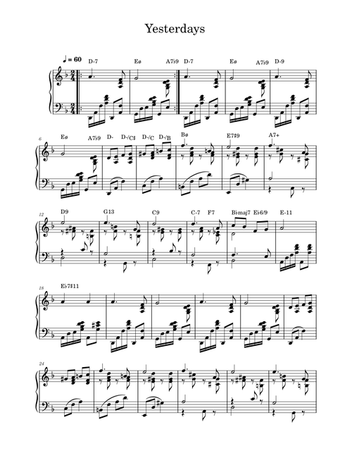 Yesterdays – Jerome Kern