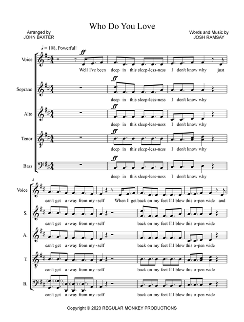 Who Do You Love (Arr. John Baxter) - Marianas Trench (Choral, SATB divisi)