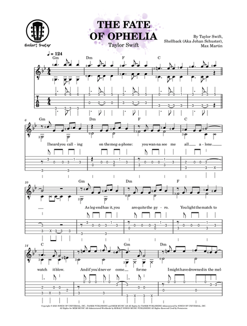 The Fate Of Ophelia (Arr. Beckert Guitar) - Taylor Swift (Easy Guitar with TAB)