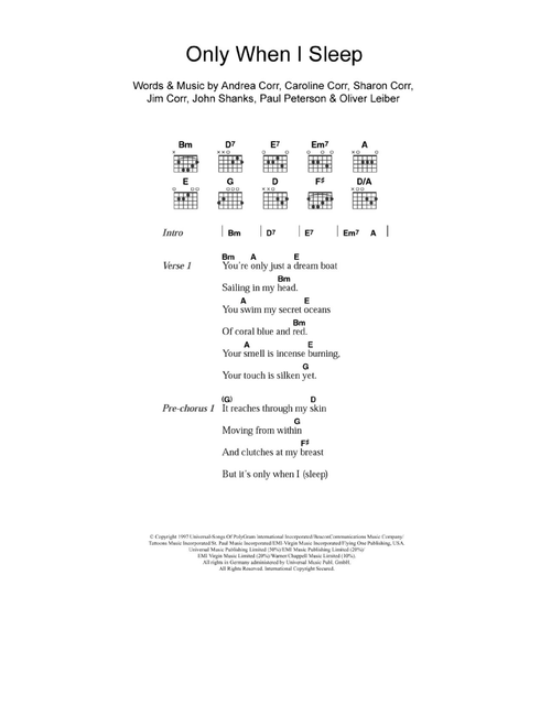 Only When I Sleep - The Corrs (Guitar Chords-Lyrics)