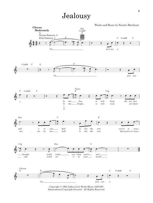 Jealousy - Natalie Merchant (Easy Guitar)