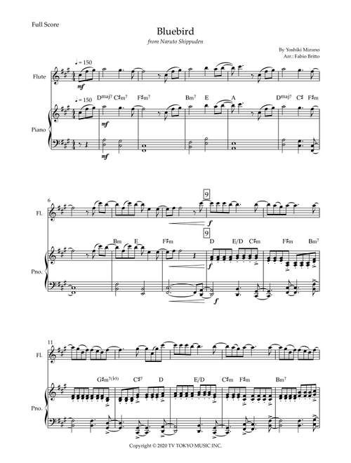 Ikimono Gakari's Blue Bird (Arr. Fabio Britto) - Yoshiki Mizuno (Flute and Piano)