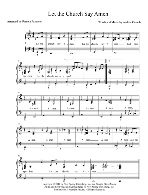 Let The Church Say Amen (Arr. Pamela Keen Patterson) - Andrae Crouch (Easy Piano)