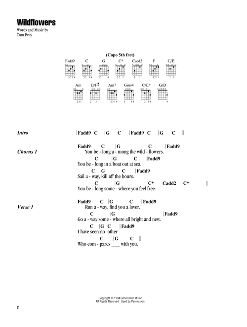 Wildflowers - Tom Petty (Guitar Chords-Lyrics)