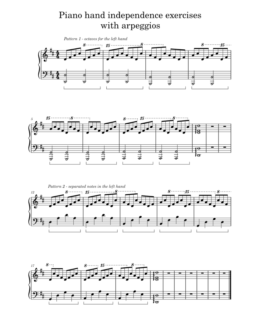Hand independence exercises with arpeggios Sheet music for Piano (Solo