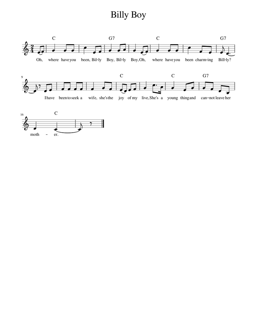 Billy Boy Sheet music for Piano (Solo) | Musescore.com