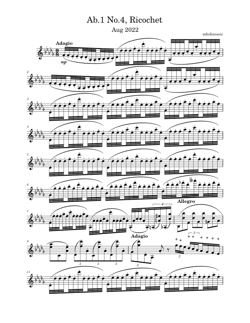 Ab.1 No.4, Ricochet Sheet music for Violin (Solo)