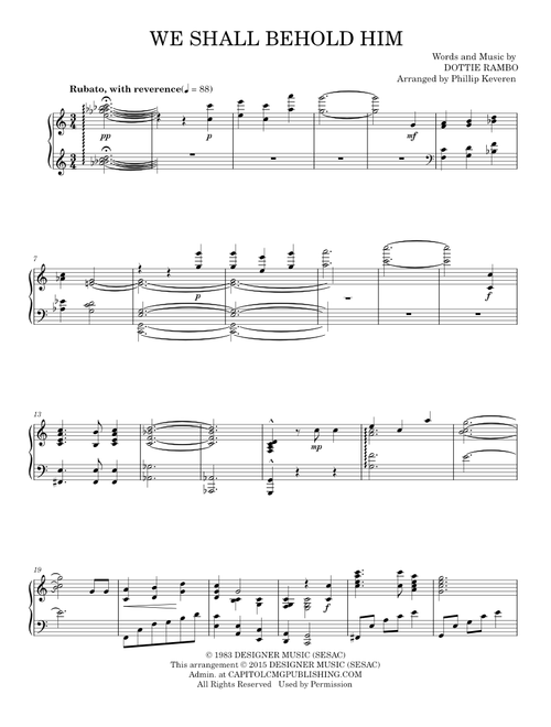 We Shall Behold Him - Dottie Rambo (Piano Solo)